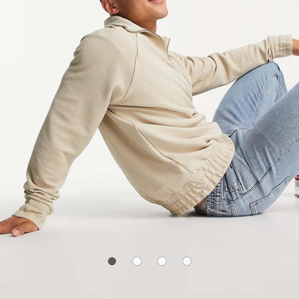 Top Man Cream Ribbed Pullover Sweater - Picture 3 of 6